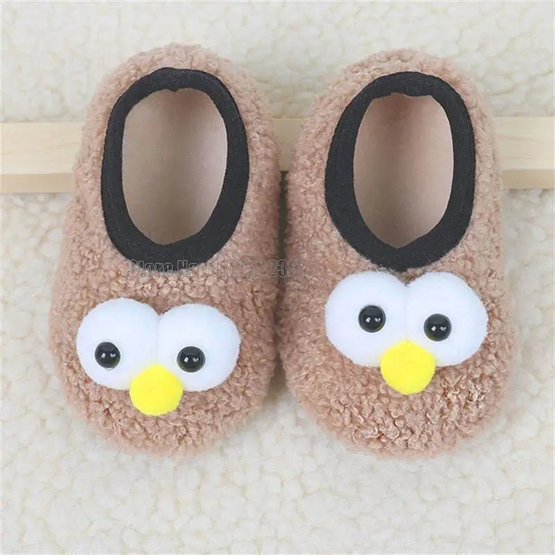 Pantufas de inverno para bebês, pantufas de chão para bebês, de pelúcia, quentes, para meninos e meninas, macias e antiderrapantes, para escola interna