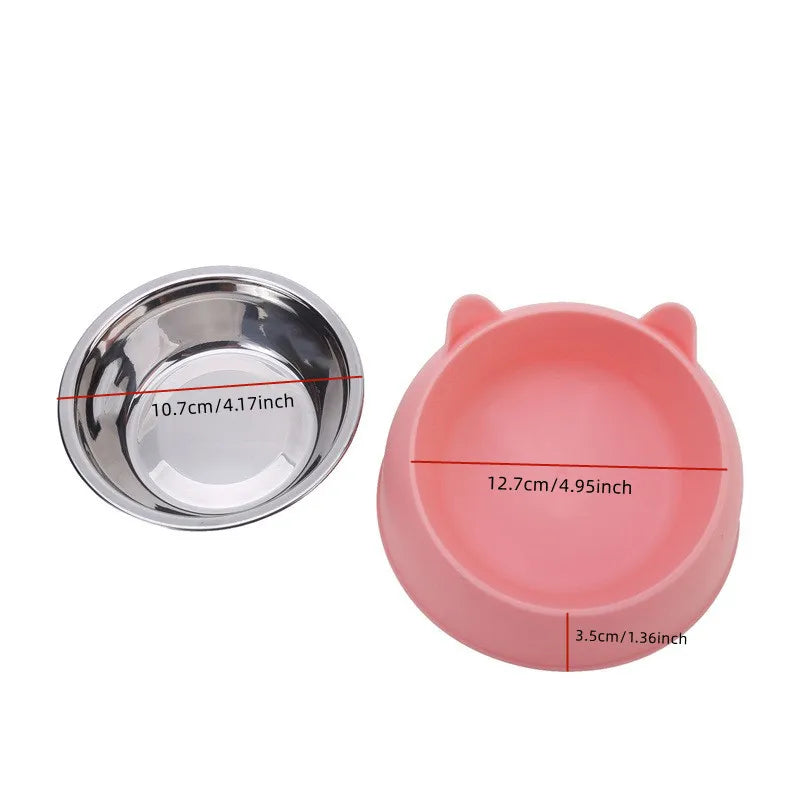 Tigela para gatos, adorável, criativa, inclinada, para gatinhos, filhotes, tigelas de alimentação, aço inoxidável, alimentador para gatos, cães de estimação, alimentadores para gatos