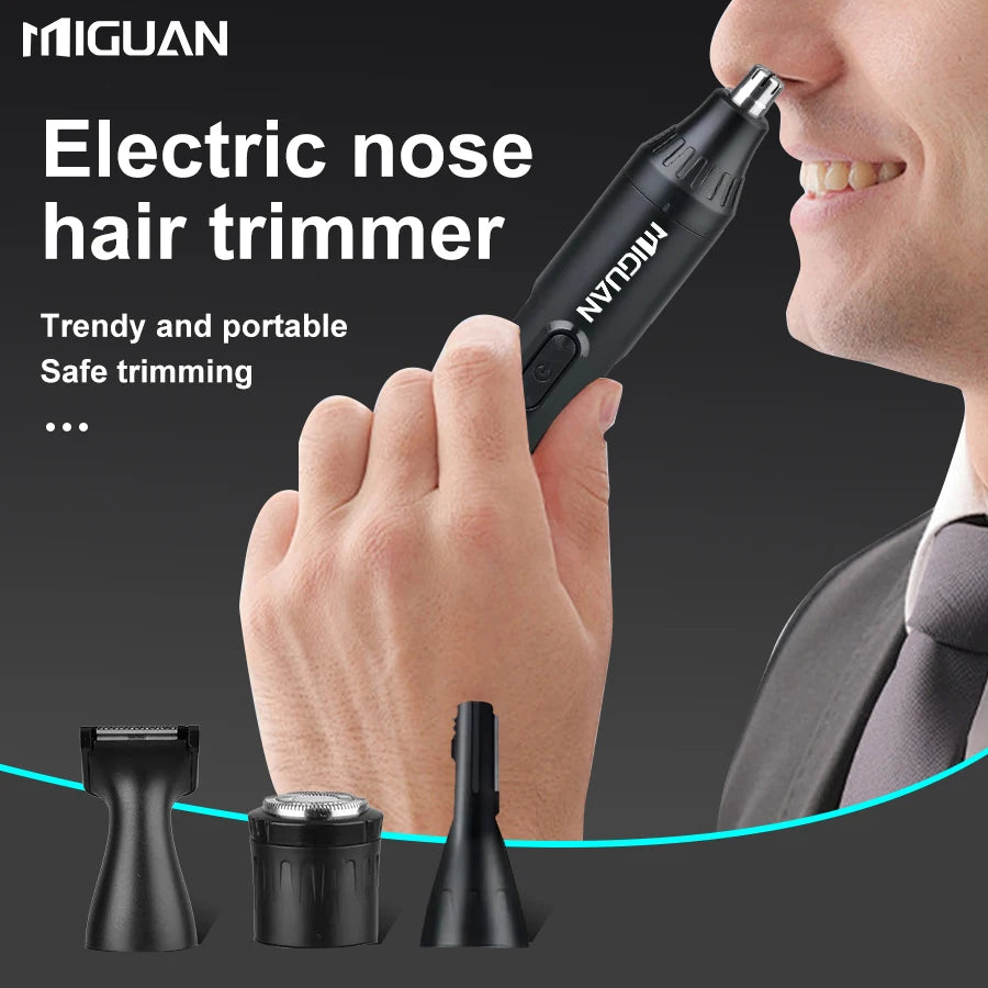 Kit de cuidados pessoais profissional 4 em 1, aparador de pelos do nariz e das orelhas recarregável por USB, barbeador para barba e sobrancelhas, utensílios de cuidados pessoais masculinos