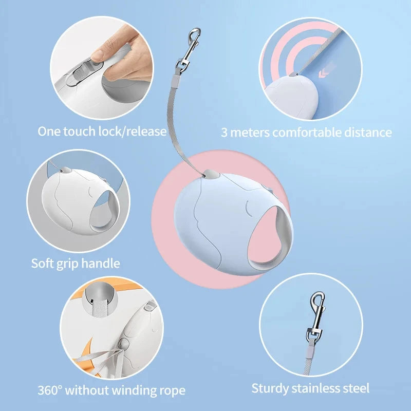 3M/5M Durable Dog Leash Retractable Roulette Collar for Small Big Dog Accessories Adjustable Durable Walking Dog Leash Rope