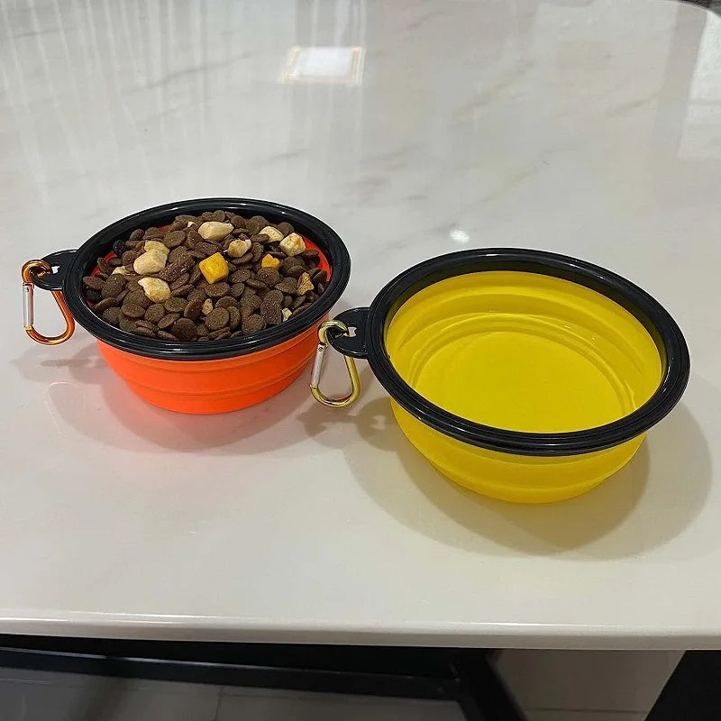 Tigela dobrável de silicone para animais de estimação, tigela grande de água para viagem, recipiente portátil para comida de cachorro, alimentador