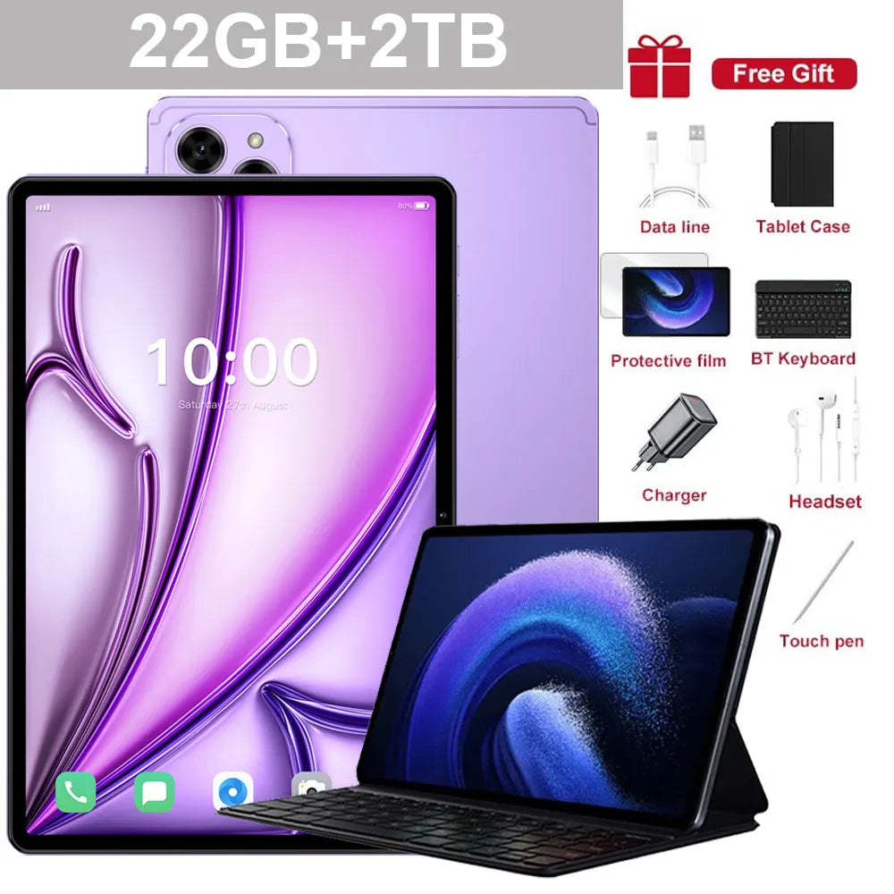 Tablet PC Pad 7SPro 10.1" Original 5G Dual SIM Tablets Tab Android 15 22GB + 2TB 10000mAh Com teclado Laptop Para Crianças