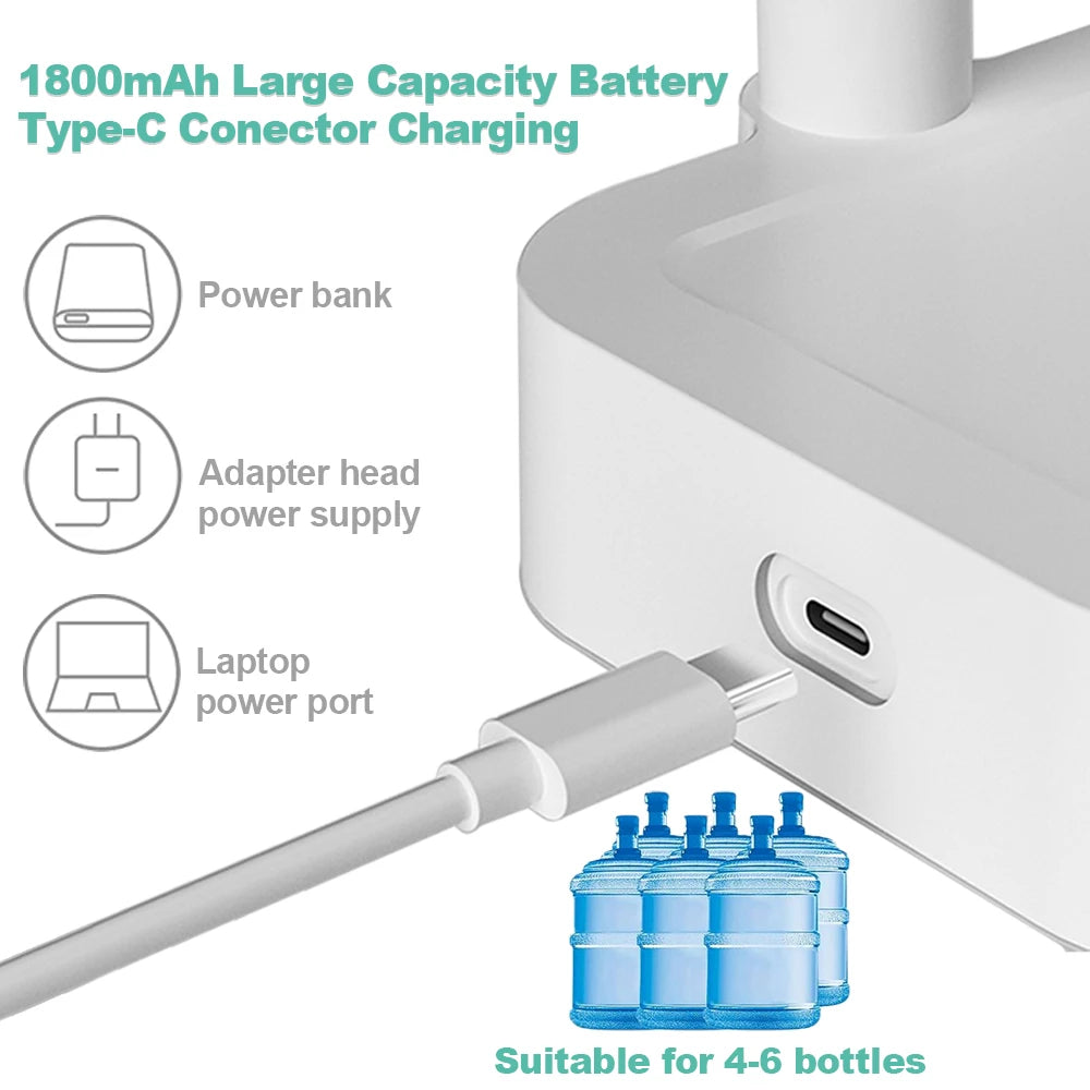 Bomba de água de galão, dispensador elétrico portátil de água para acampamento doméstico, garrafa de água potável automática inteligente, bomba de galão