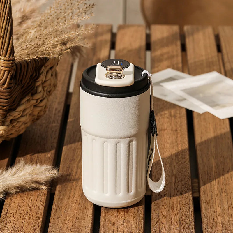 Garrafa térmica de aço inoxidável 450ml, com visor LED de temperatura, para café, mantém frio e quente, caneca térmica para viagem, garrafa térmica a vácuo