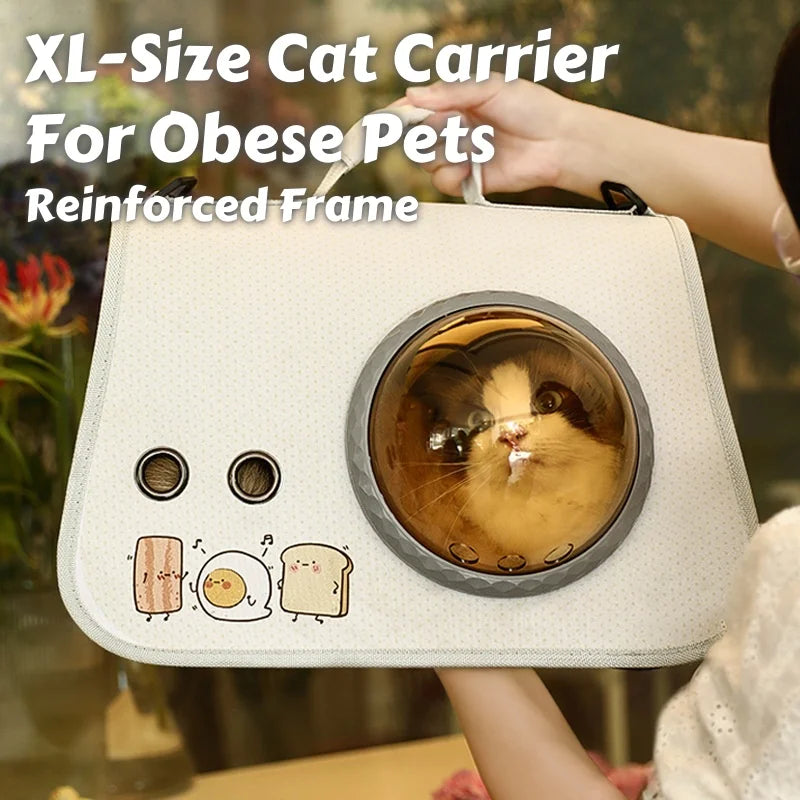Mochila dobrável para transporte de gatos – Design fofo de desenho animado com aberturas de ventilação e alça de ombro, bolsa de viagem para animais de estimação para gatos