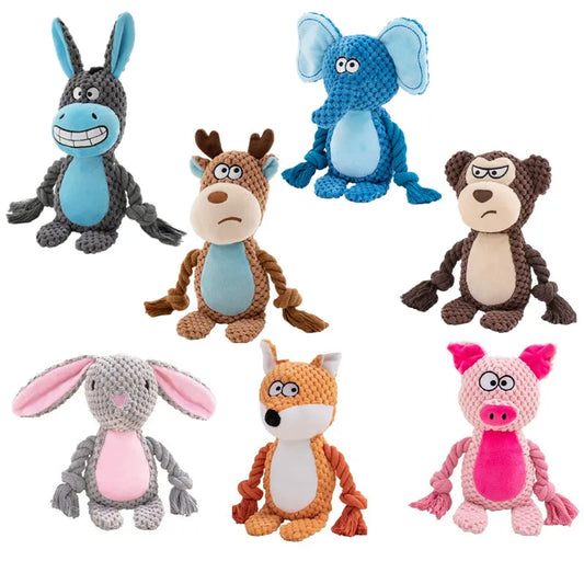 Brinquedo de pelúcia interativo para mastigar, de pelúcia crua, pequeno, indestrutível, resistente a mordidas, com som, chocalho para cachorros, brinquedos para animais de estimação