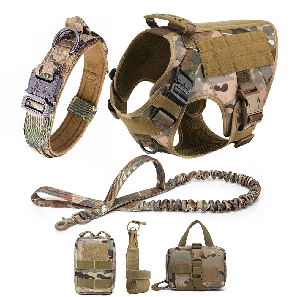 Conjunto de coleira e guia para cães grandes, colete tático para pastor alemão, para cães pequenos