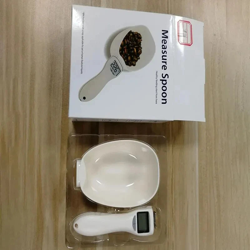 Balança de colher medidora de comida para animais de estimação, colher medidora digital de comida para cozinha, adequada para colher medidora de comida para cães e gatos