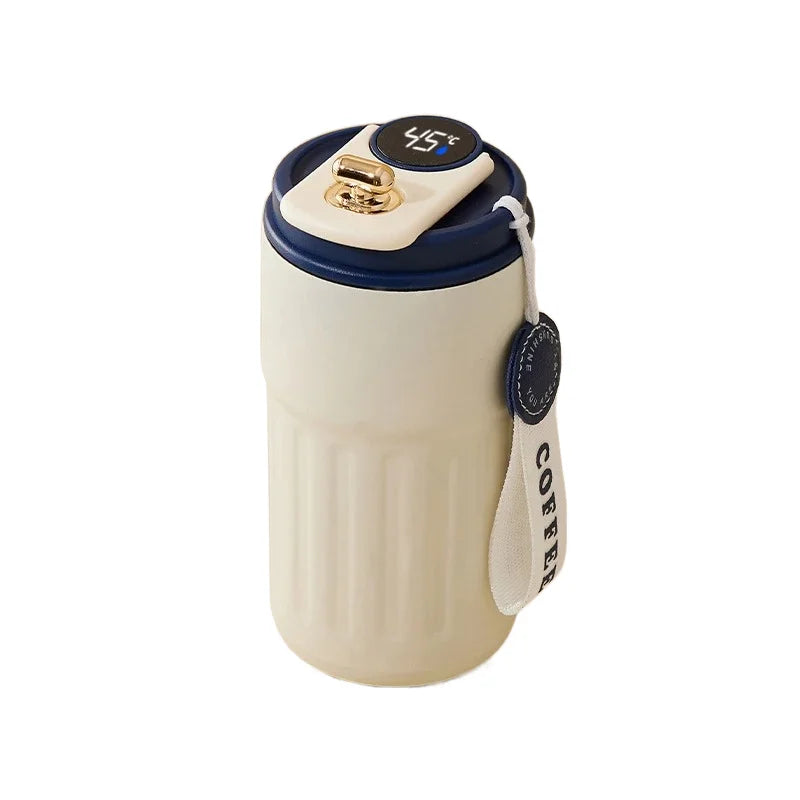 Caneca térmica de 450ml com visor inteligente de temperatura, copo de vácuo de aço inoxidável, copo de café para escritório, portátil para negócios