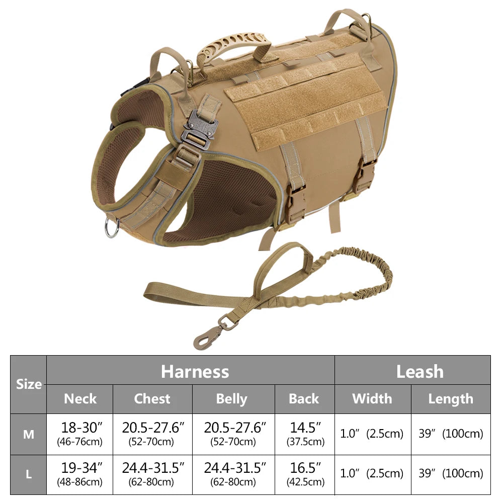 Arnês tático para cães, ajustável, sem puxar, para treinamento militar de animais de estimação, colete Molle com alça para cães de médio e grande porte, para caminhadas ao ar livre