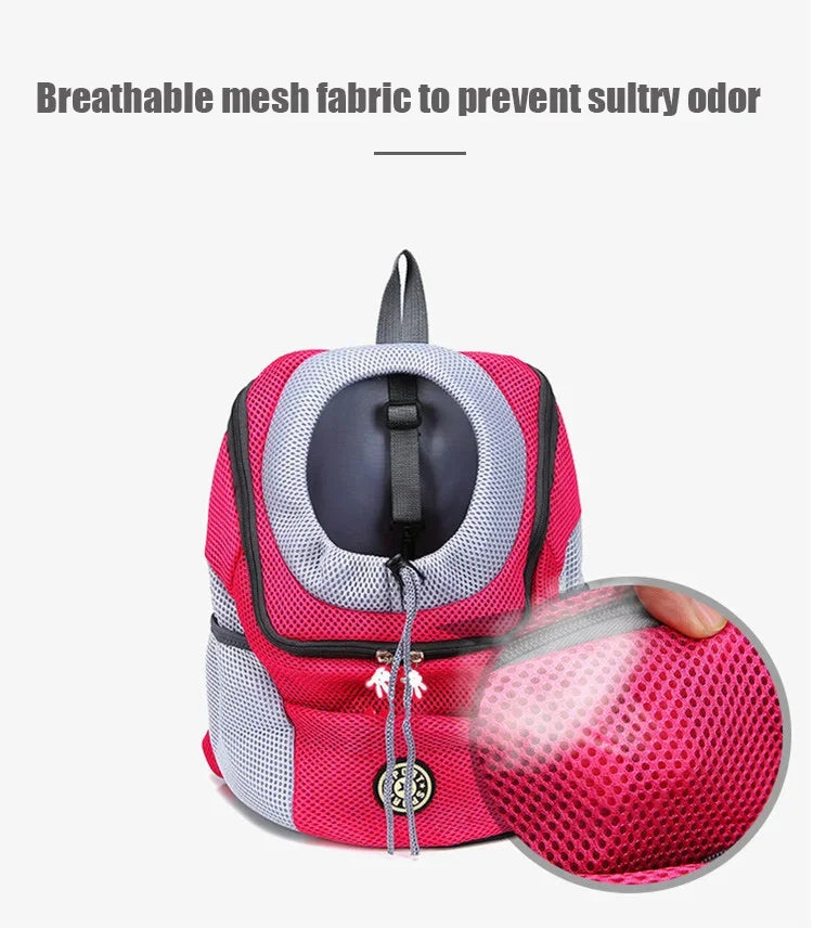 Nova mochila de viagem portátil com dois ombros, bolsa para transporte de cães de estimação, bolsa frontal de malha