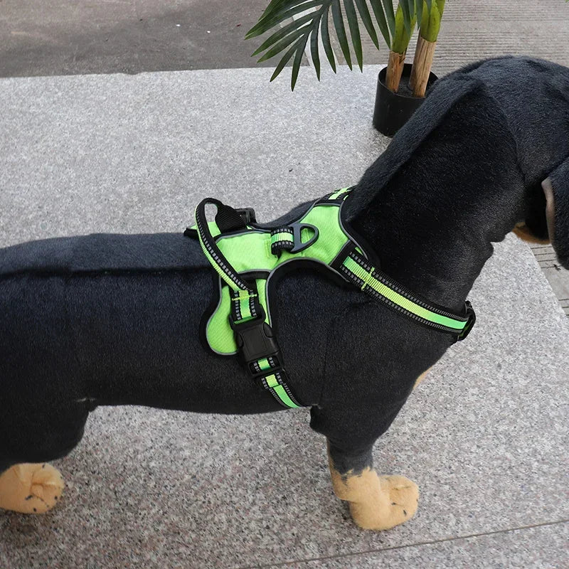 Coleira de nylon ajustável para cães, colete refletivo, macio e respirável, sem puxões, coleira para animais de estimação para cães pequenos e grandes