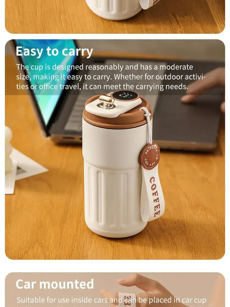 Copo isolado de aço inoxidável com display de temperatura, copo de café inteligente para carro, copo de água, presente, ferramenta para beber