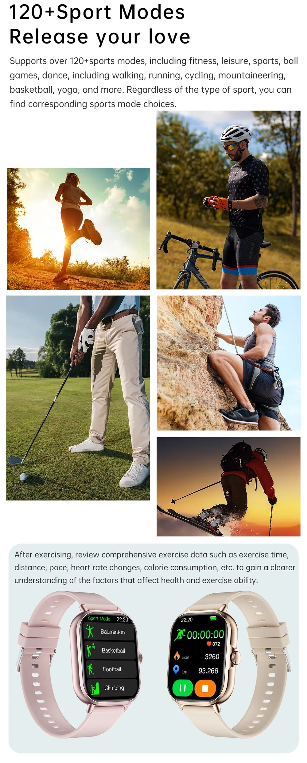 Relógio inteligente 2025 2.01'' Bluetooth com chamada, reprodução de música, relógio fitness esportivo à prova d'água para homens e mulheres, iPhone e Android