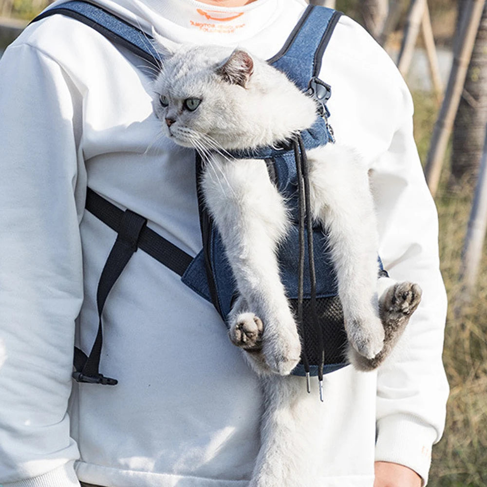 Bolsa de transporte ajustável para gatos, mochila de ombro duplo para animais de estimação, bolsa portátil para viagens ao ar livre, acampamento, caminhada, bolsa para gatos e cachorros