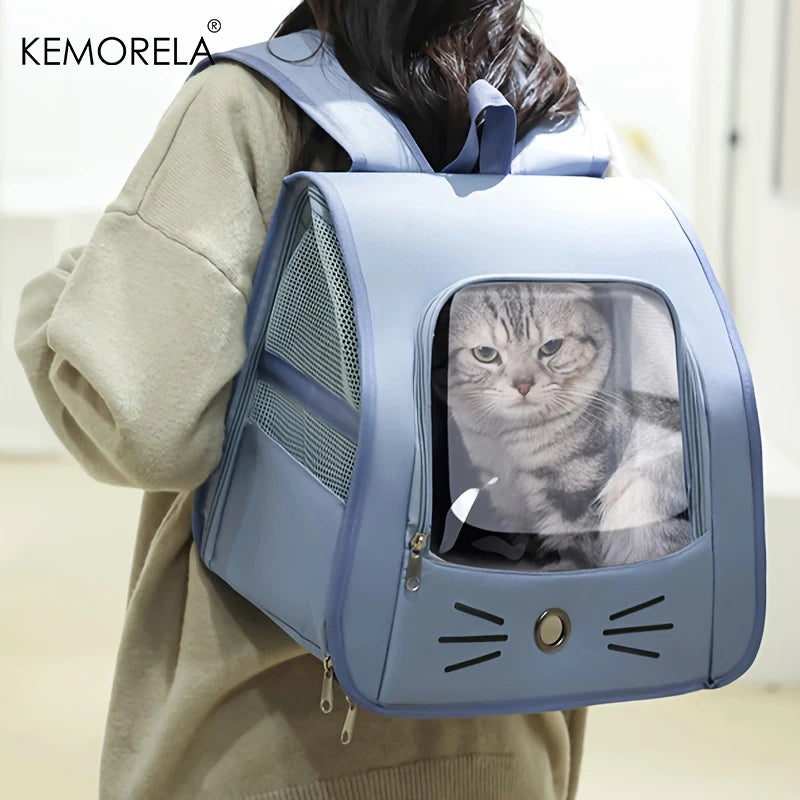 Mochila para transporte de animais de estimação KEMORELA Mochila grande para gatos Mochila transparente respirável Bolsa portátil Mochila para suprimentos para cães e gatos