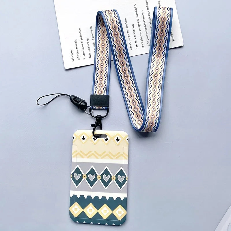 Capa para cartão de identidade estudantil com alça de pescoço, bolsa geométrica feminina masculina, crachá de trabalho, ônibus, porta-cartão de crédito, bolsas com cordão