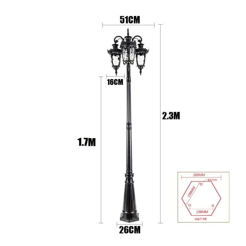 (H≈2,3M) Luzes de jardim, luzes de rua, gramado, flores, luzes de parque, à prova d'água, para áreas externas, vila, postes altos, luzes de paisagem