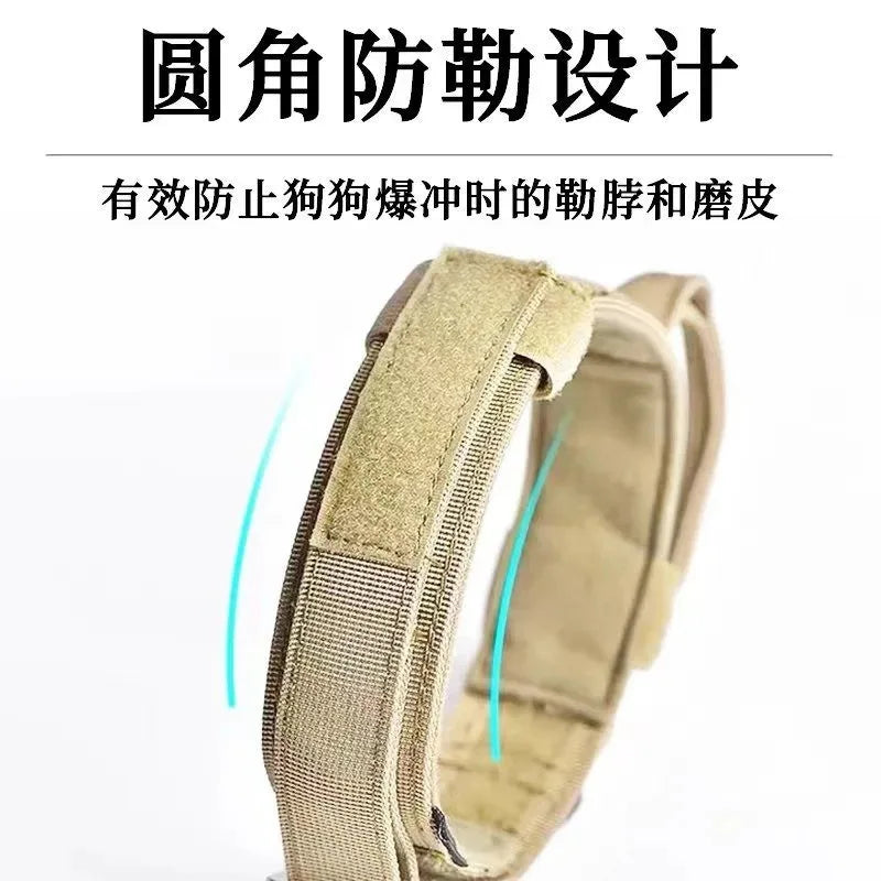 Pet Collar Tactical Collar Outdoor Training Adjustable Explosion-Proof Neck Collar Tactical Dog Collar Traction Rope