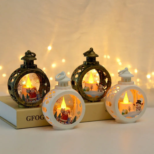Lâmpada LED 2025 Decoração Natal Lanterna Portátil Papai Noel Árvore de Natal Luzes de Vento Pingente Navidad Natal Ano Novo Decoração