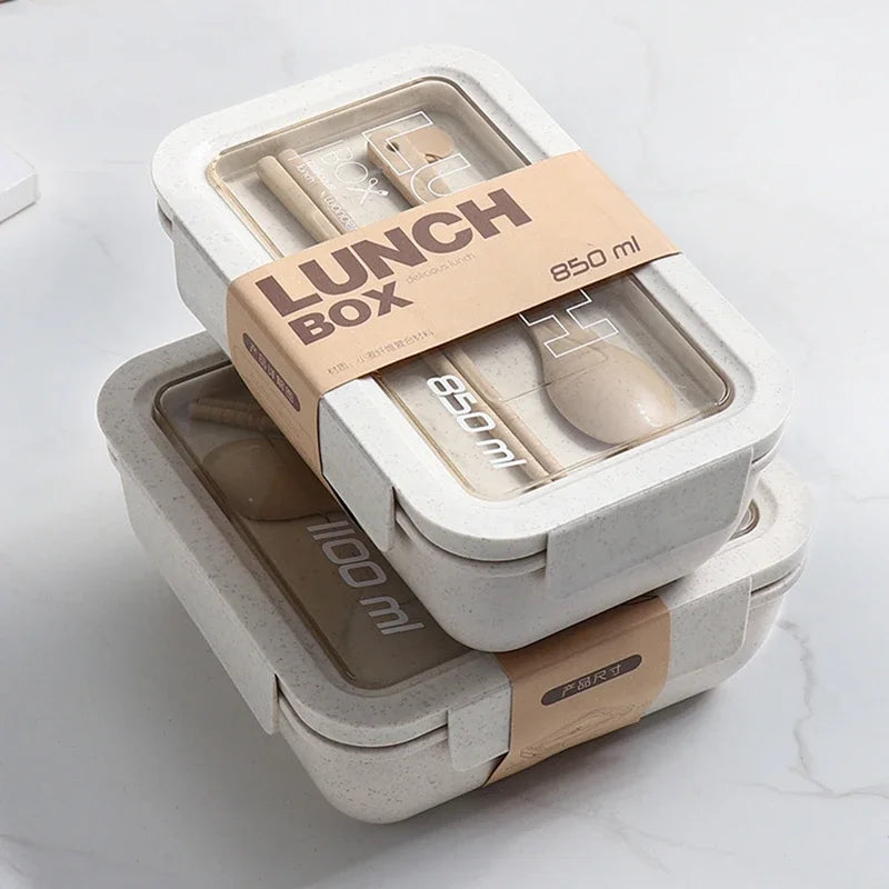 1 peça de lancheira de palha de trigo saudável sem BPA, lancheira bento para micro-ondas, louças, recipiente para armazenamento de alimentos, lancheira para crianças
