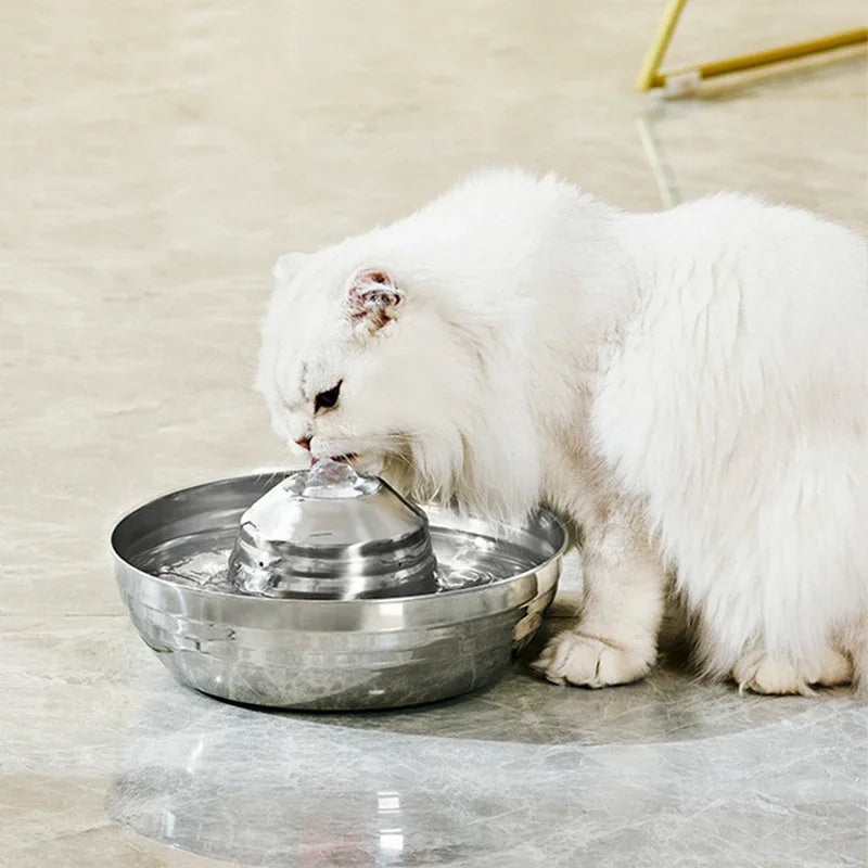 Bebedouro automático ultrassilencioso para gatos, fonte de água com filtro de aço inoxidável para animais de estimação, gatos e cães