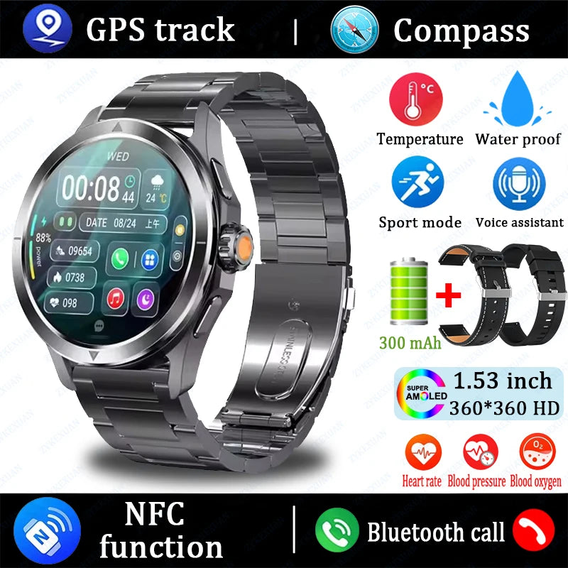 Novo 2025 para Xiaomi S4 Ultra Smart Watch Masculino AMOLED Esporte ao Ar Livre NFC GPS Rastreador de Frequência Cardíaca À Prova D'água Bluetooth Chamada Smartwatch
