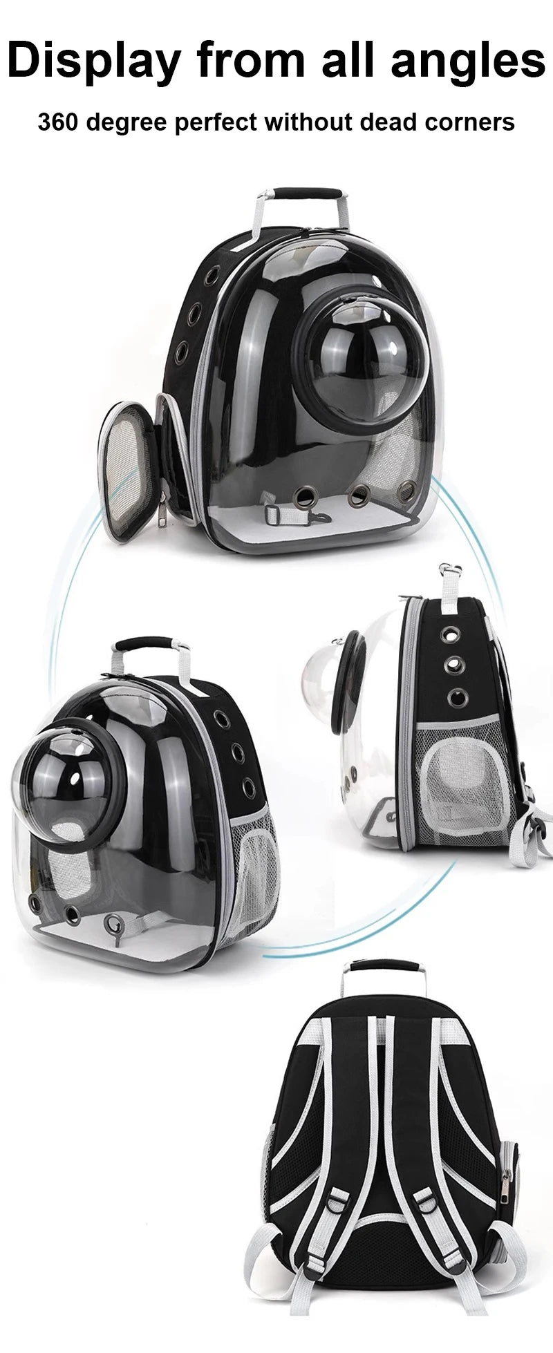 Mochila para transporte de animais de estimação, portátil, transparente, cápsula espacial, mochila para animais de estimação, bolsa de transporte para gatos, respirável, mochila para animais de estimação