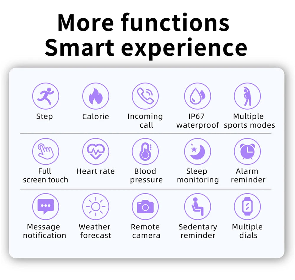 Relógio inteligente ZL02 com tela sensível ao toque, esportivo, fitness, IP67, à prova d'água, Bluetooth, recarregável, presente para homens e mulheres