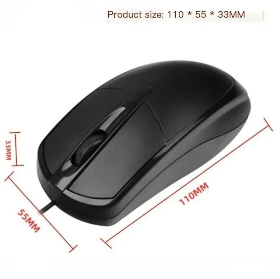 Mouse óptico USB com fio para laptop, mouse para escritório e casa, antiderrapante, 3D, 1200 DPI, acessórios para jogos, computador, PC, desktop