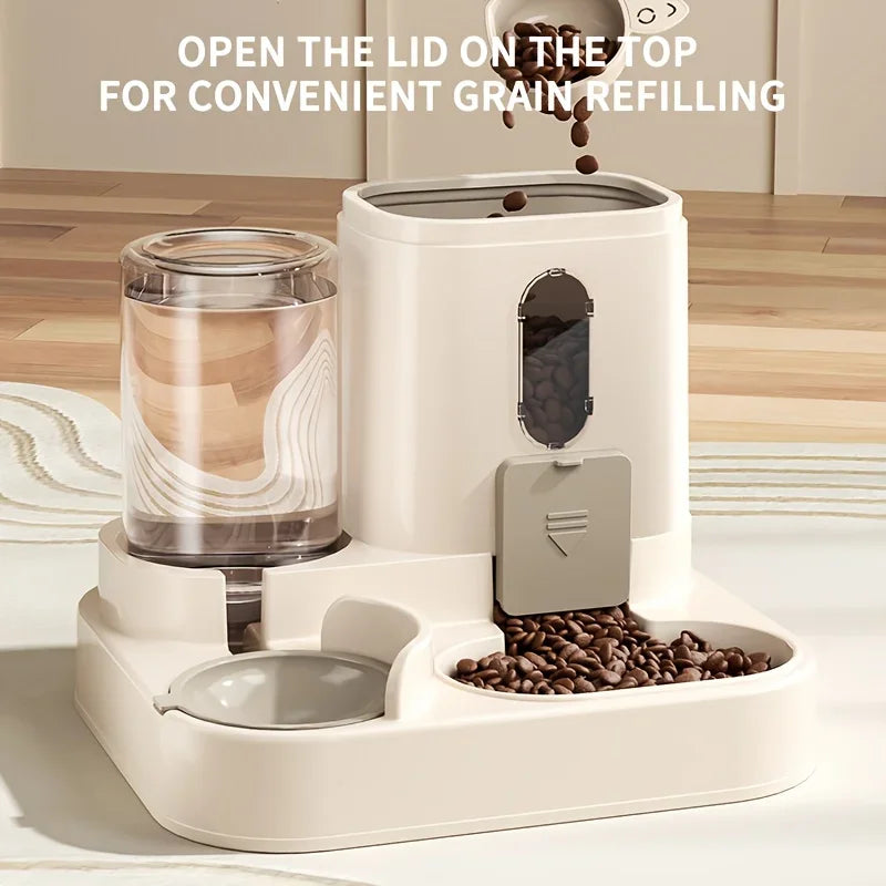 Dispensador de comida para gatos 2 em 1, água e comida integradas, totalmente automático, alimentador de comida e água, dispensador de água fofo