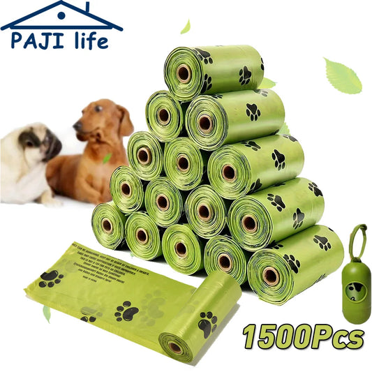Sacos para cocô de cachorro biodegradáveis ​​à prova de vazamentos, sacos para resíduos de animais de estimação para passear com o cachorro, limpeza ao ar livre, dispensador de sacos de areia para gatos, pacote a granel