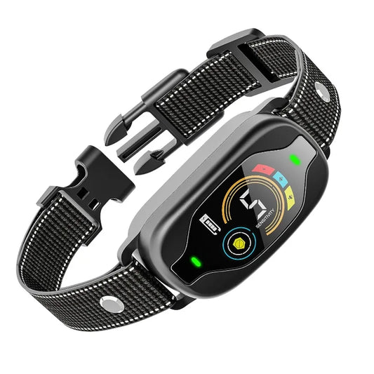 Novo produto: Coleira anti-latido com tela colorida, à prova d'água e com carregamento, coleira elétrica anti-latido automática para animais de estimação, inteligente