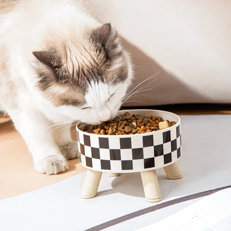 Tigela para animais de estimação antiderrapante, quatro cantos, grande capacidade, tigela de arroz para cães, anticervical, gato, animal de estimação, única