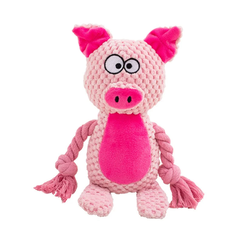 Brinquedo de pelúcia interativo para mastigar, de pelúcia crua, pequeno, indestrutível, resistente a mordidas, com som, chocalho para cachorros, brinquedos para animais de estimação
