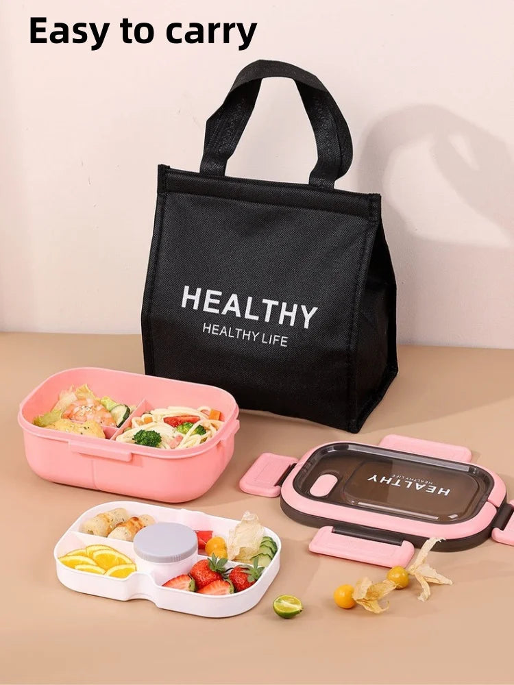 Lancheira de camada dupla 1200ml, compartimento portátil, caixa de alimentos para frutas, salada, micro-ondas, garfo e colher, caixa de piquenique para alimentos frescos