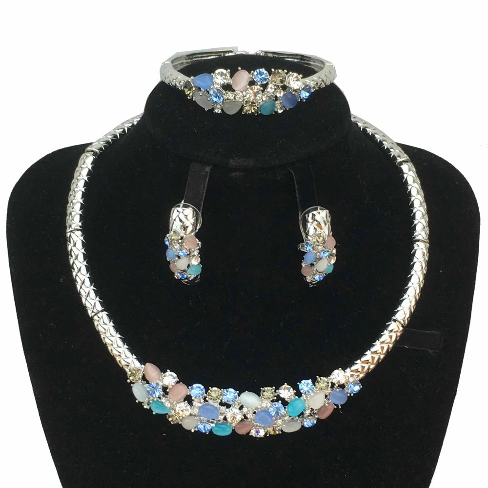 Yuminglai Dubai Fine Jewellery Conjuntos de colares de strass de alta qualidade para mulheres Aniversário Casamento FHK17061