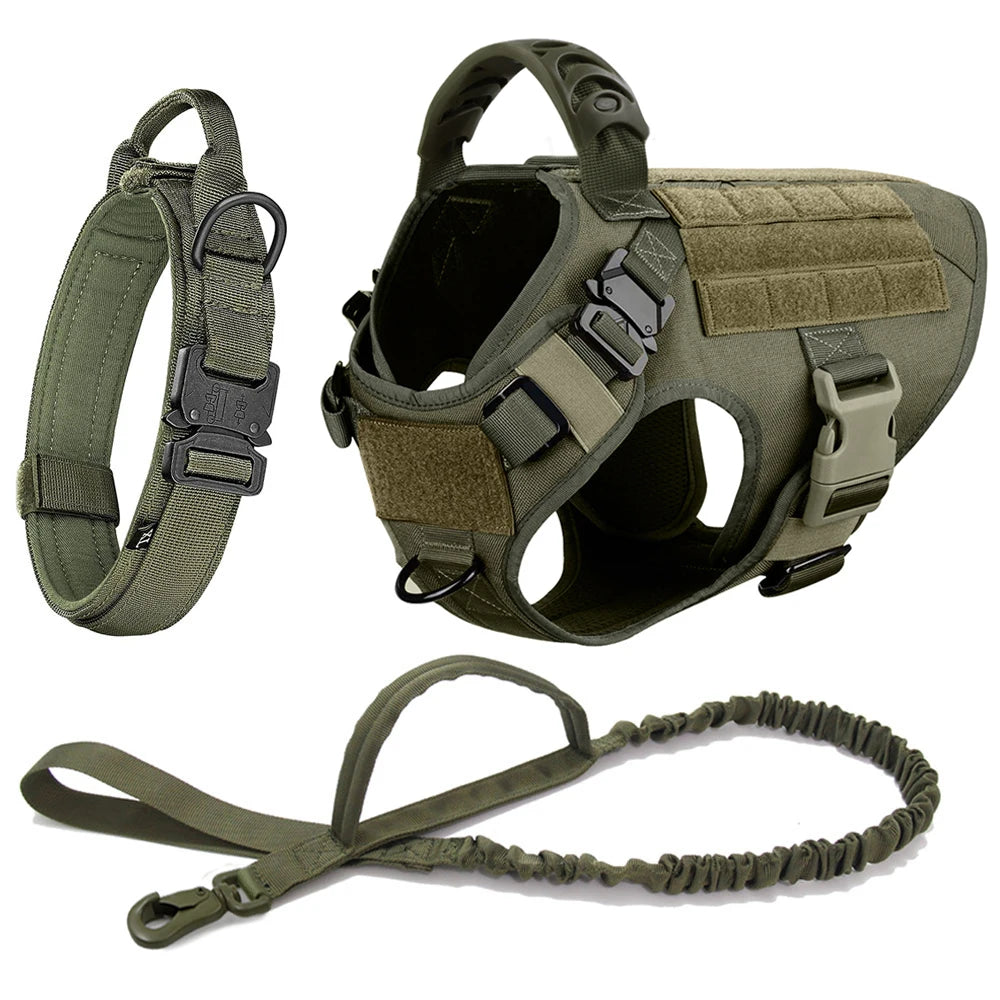 Coleira grande para cachorro, peitoral militar para cachorro, coleira Molle, bolsas, colete de treinamento para animais de estimação, peitorais táticos para pastor alemão, acessórios para cães