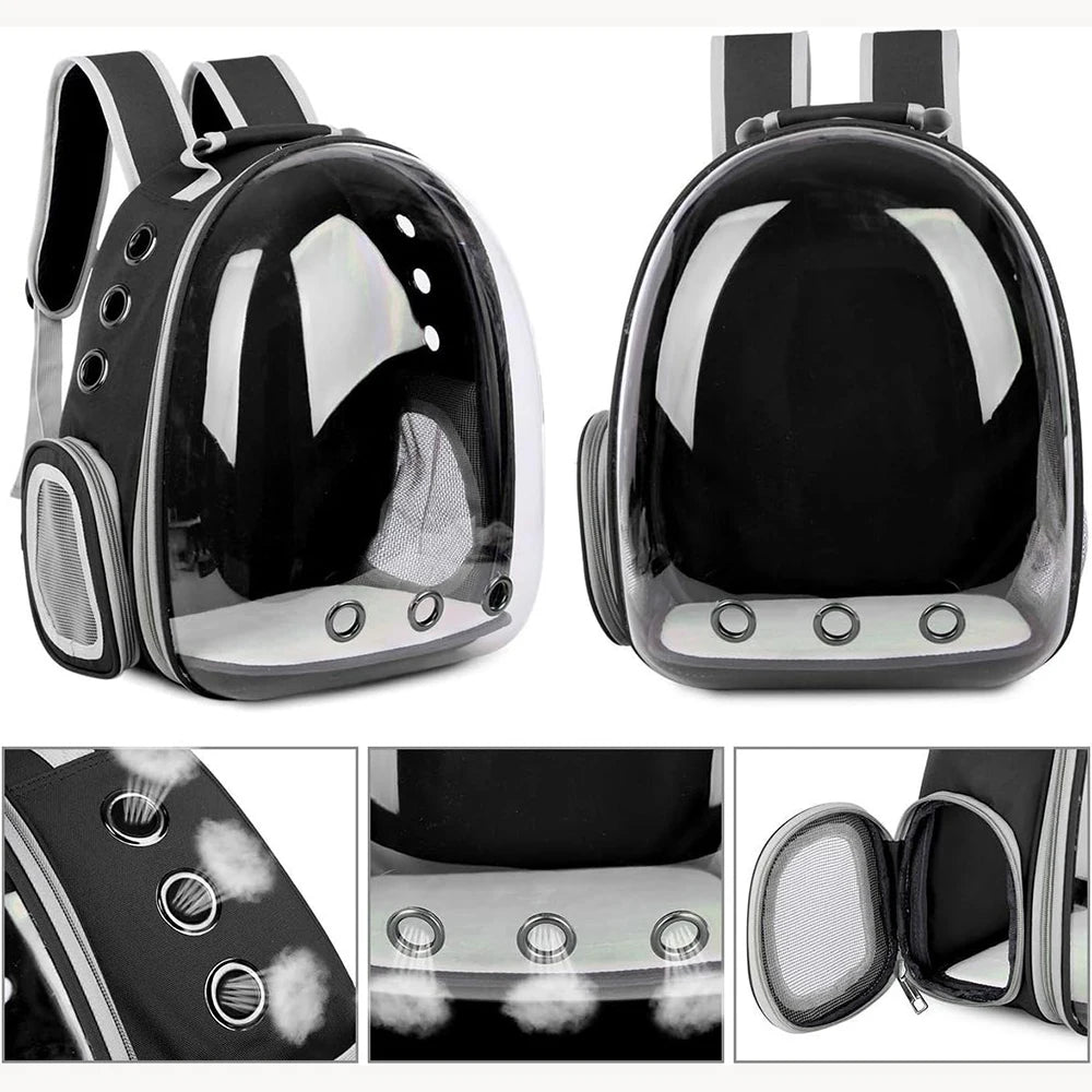 Mochila para transporte de animais de estimação, cápsula transparente, mochila para animais de estimação, filhotes, gatinhos, pássaros, transportadora respirável para viagem