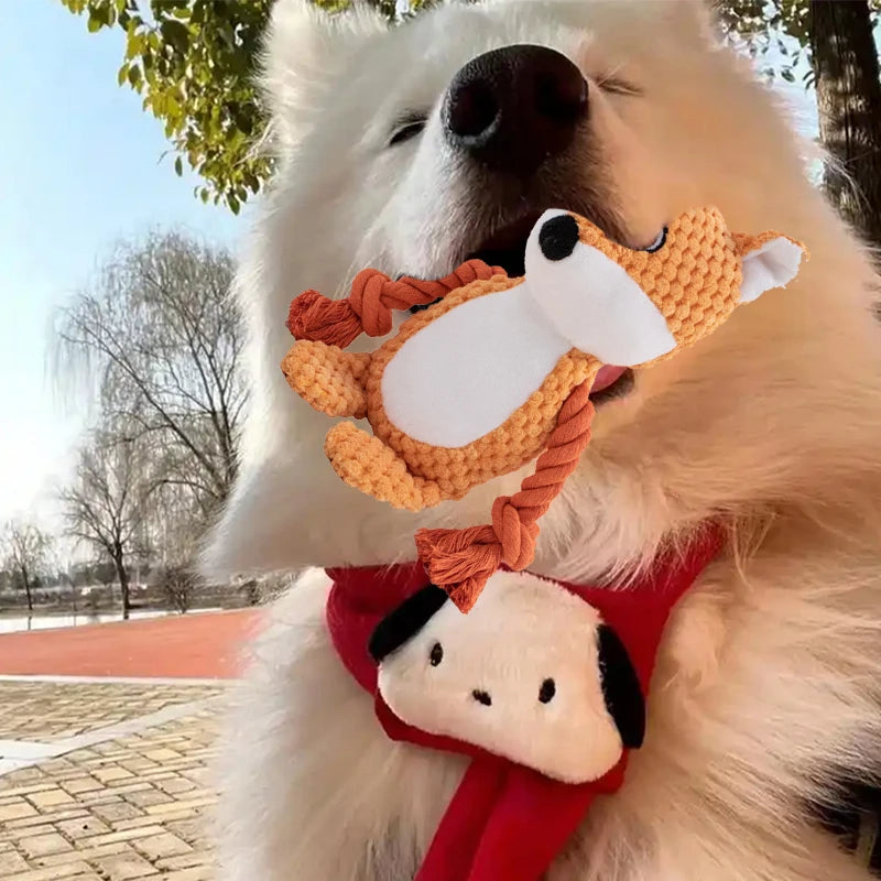 Brinquedo interativo de pelúcia cru para cachorro pequeno, indestrutível, resistente a mordidas, som de chocalho para cachorros que rangem, brinquedos para animais de estimação