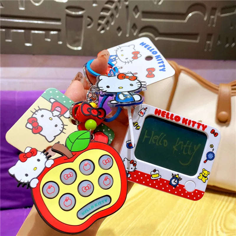 Atacado Sanrio Chaveiro Hello Kitty Mochila Escolar Pingente Kawaii Kt Vermelho Azul Branco Desenho Animado Chave Kitty TV Chaveiro com Contas Presente para Meninas