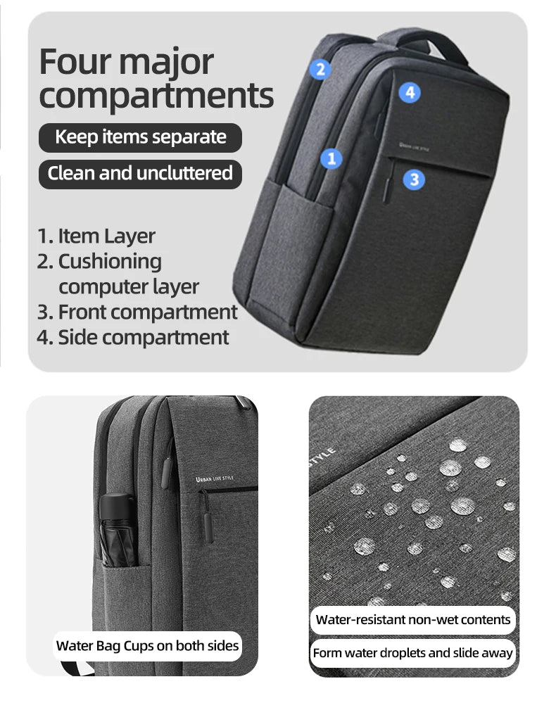 Mochila para laptop 40L durável de 17 polegadas para homens e mulheres com porta de carregador USB e capa para bagagem, bolsa resistente para faculdade para Macbook