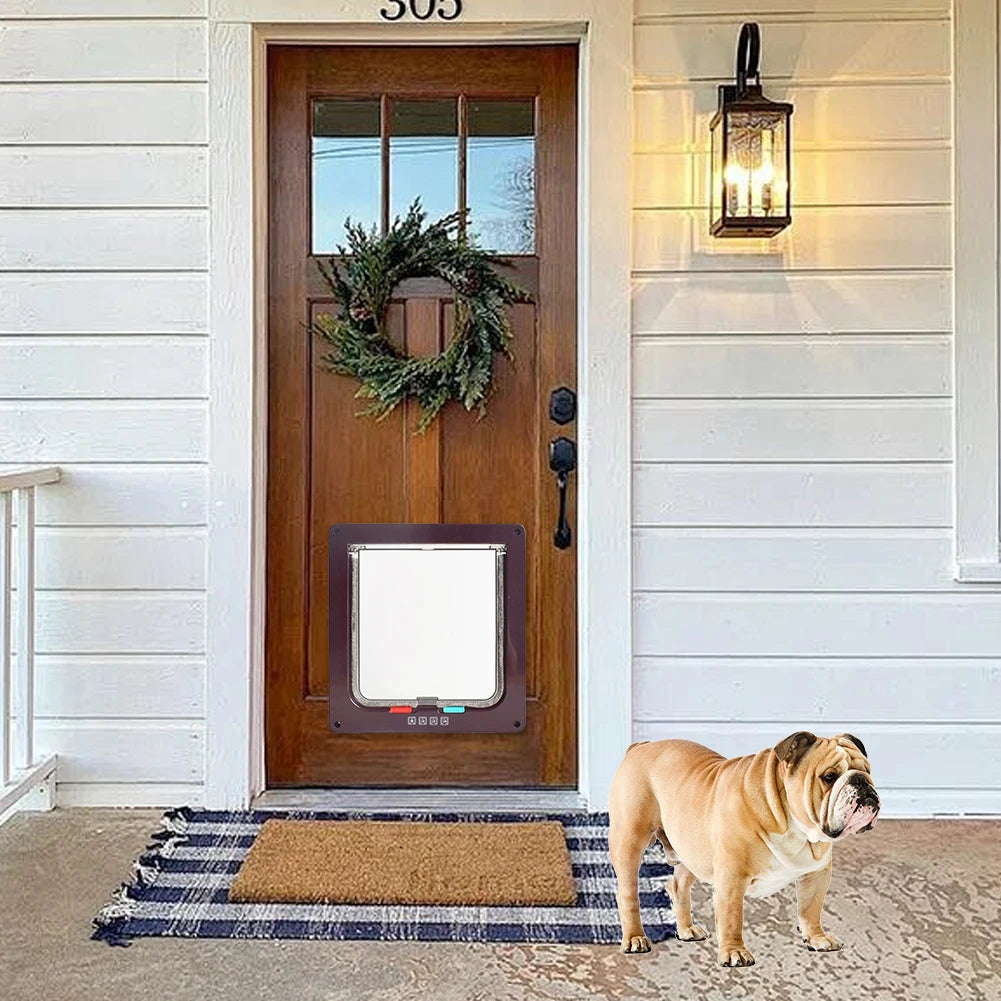 Porta magnética para gatos com trava de segurança de 4 vias para gatos, portão pequeno de plástico ABS controlável para filhotes, segurança para entrada e saída de gatinhos