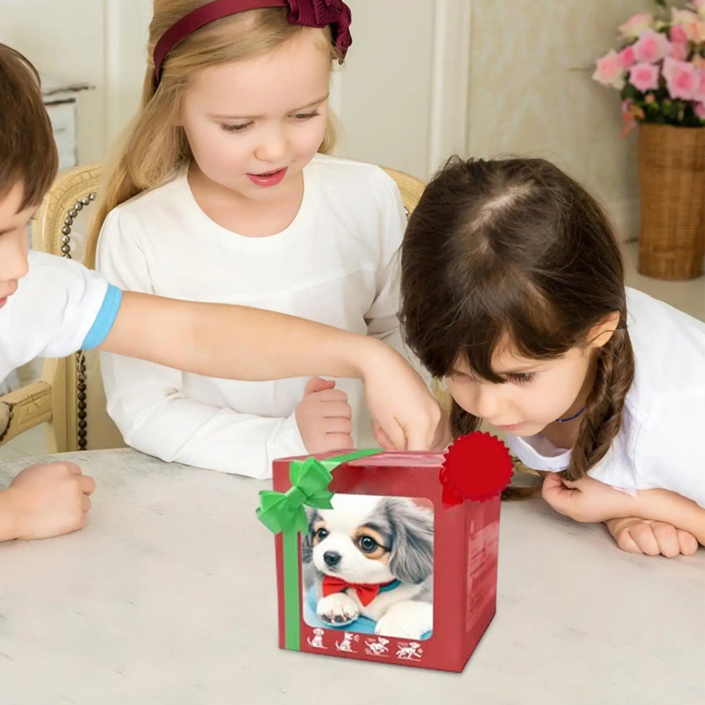 Simulação inteligente de cachorro robô elétrico de estimação que parece real, andando, brinquedo de pelúcia robô interativo interessante para presente