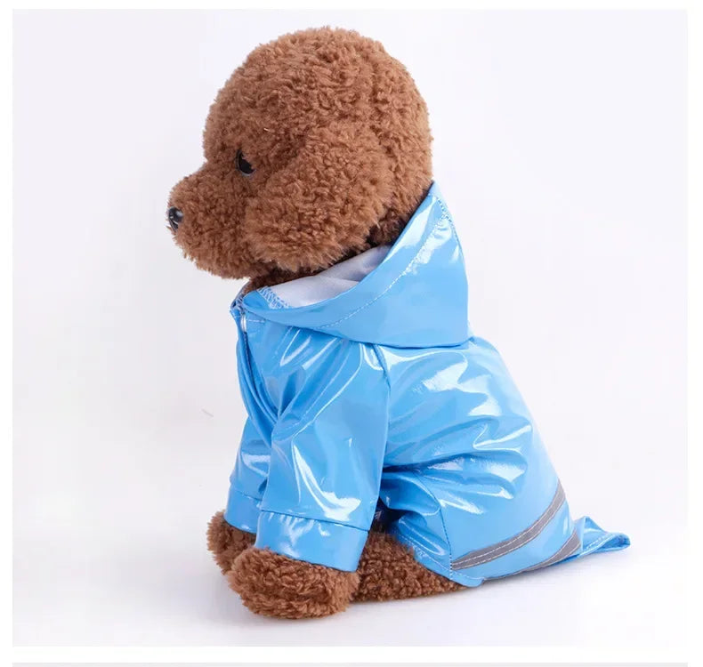 Capa de chuva impermeável para cachorros filhotes com capuz para cães pequenos Capa de chuva para animais de estimação com refletivo e furo para guia Roupas para cães ao ar livre no inverno