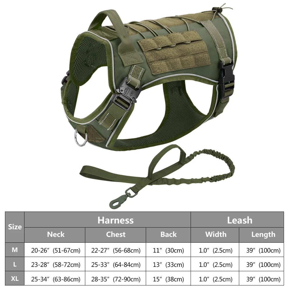 Arnês tático para cães, ajustável, sem puxar, para treinamento militar de animais de estimação, colete Molle com alça para cães de médio e grande porte, para caminhadas ao ar livre