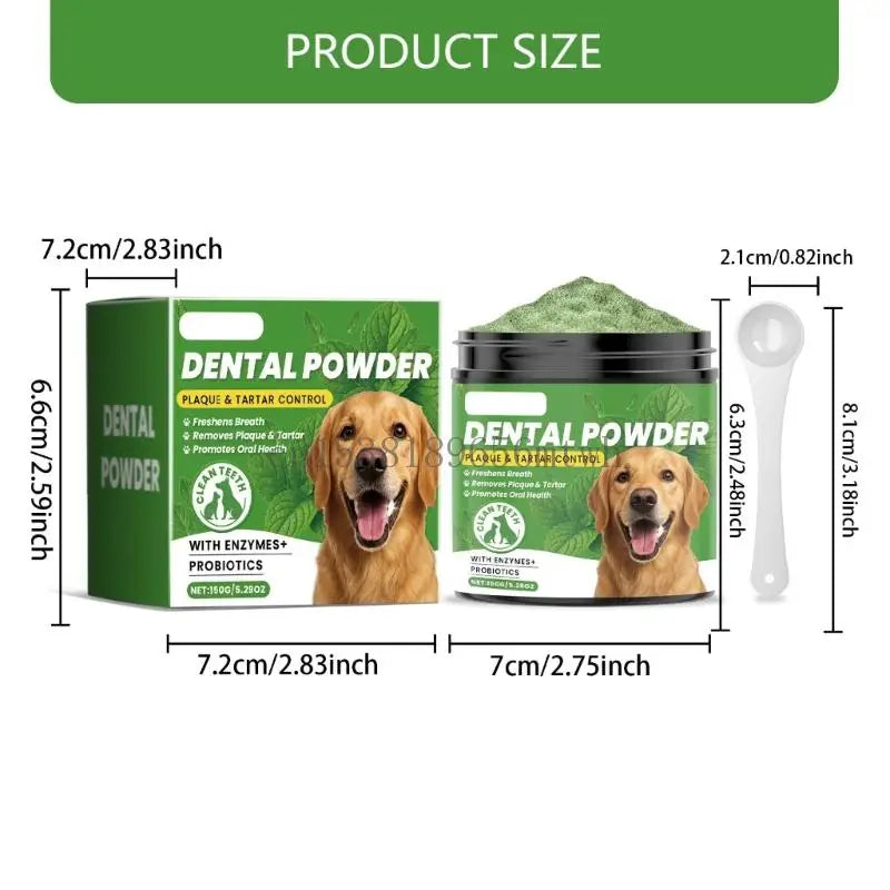 Pó para limpeza de dentes de animais de estimação, hálito refrescante para cães, ferramenta de limpeza de dentes de cães fácil de usar, cuidado com os dentes de gatos B03D