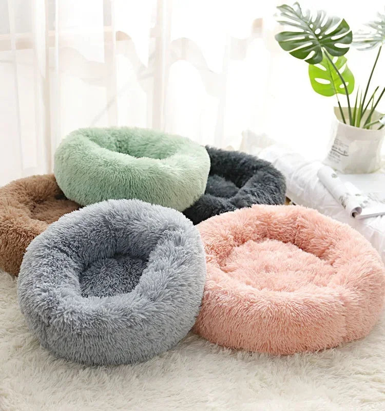 Cama redonda para animais de estimação para cães grandes, médios e pequenos, cama macia para gatos, cama longa e macia para cães, casa para cães, casa quente para dormir no inverno