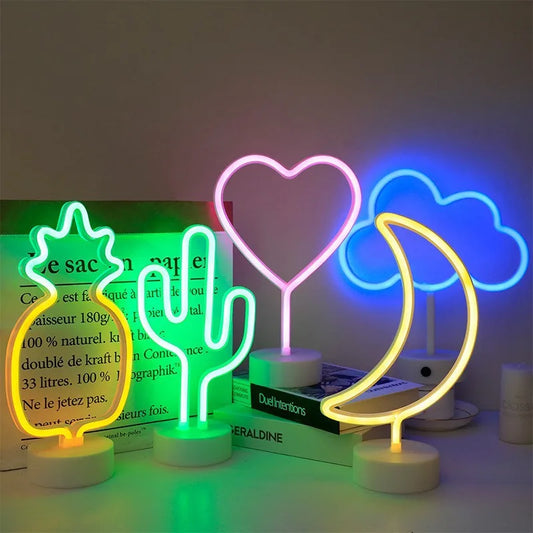 Luz de neon LED USB para letreiro, lâmpada noturna de flamingo para festas de Natal, decoração de casamento, presente para casa, luz de neon em forma de coração