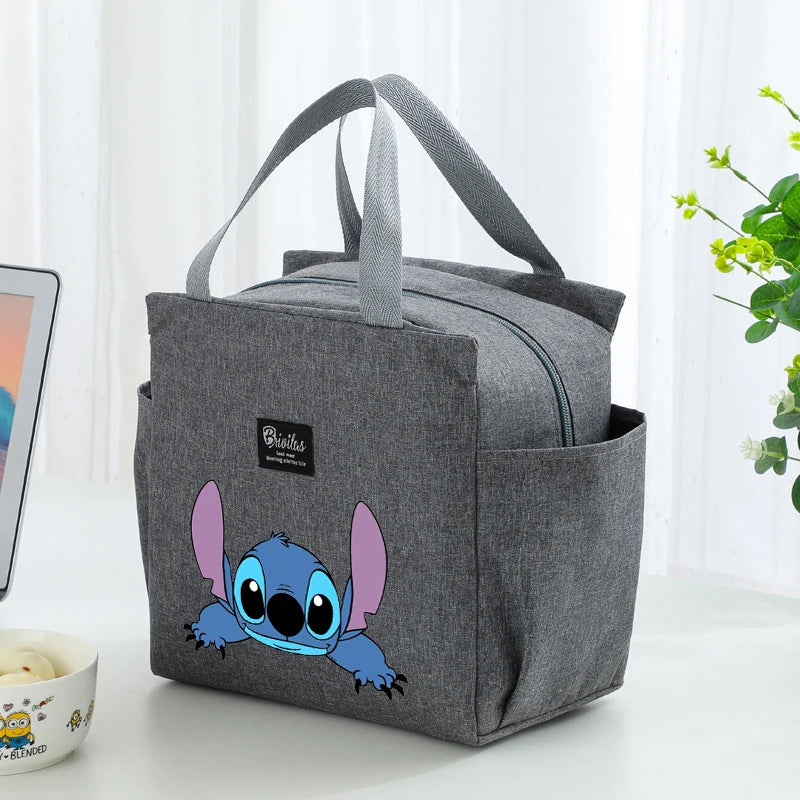 Bolsa de almoço térmica Stitch - Tecido Oxford impermeável, papel alumínio, bolsa quadrada portátil e reutilizável para trabalho, escola, piquenique